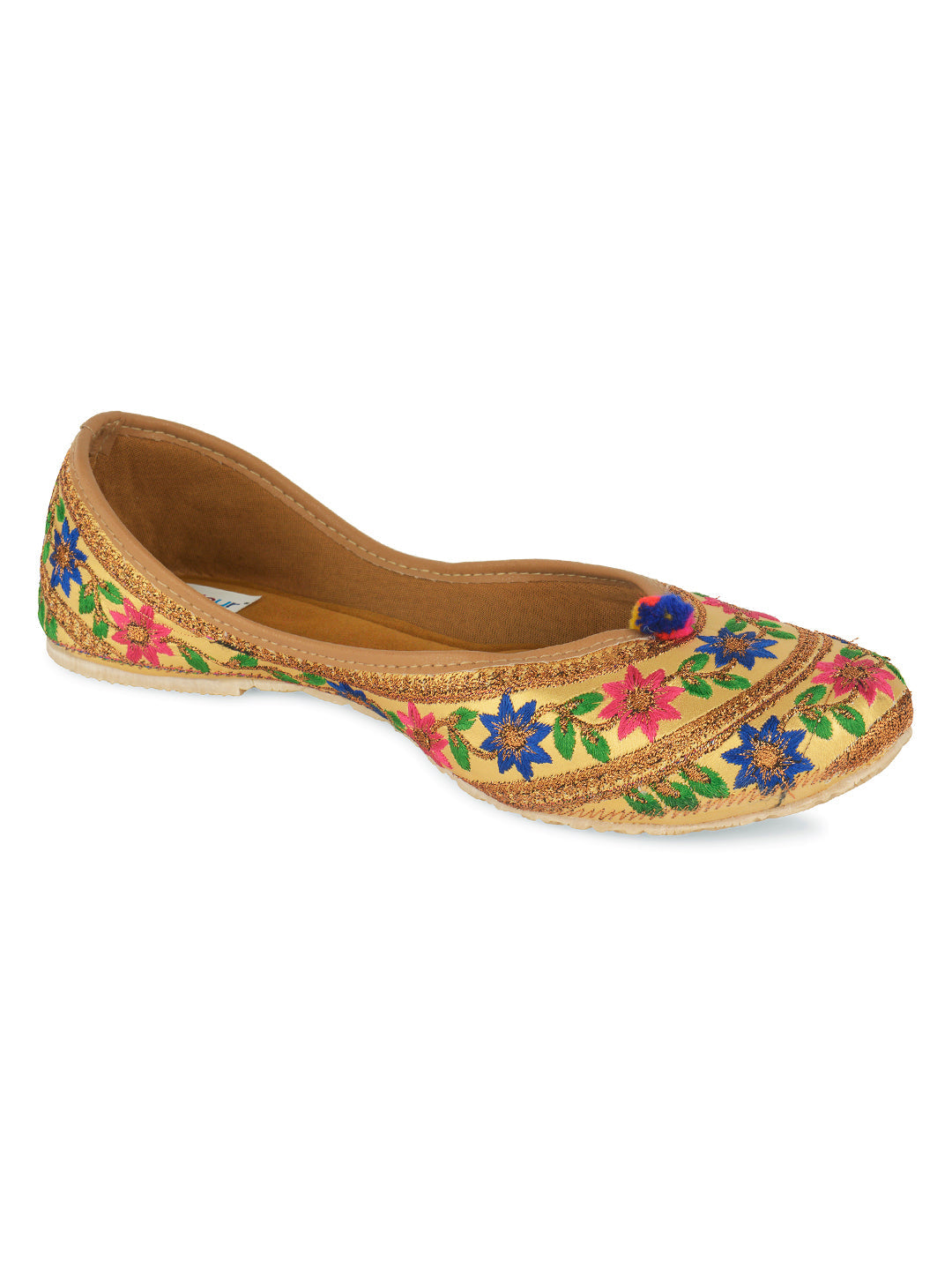 Desi Colour Women Indian Ethnic Footwear-Floral Gold