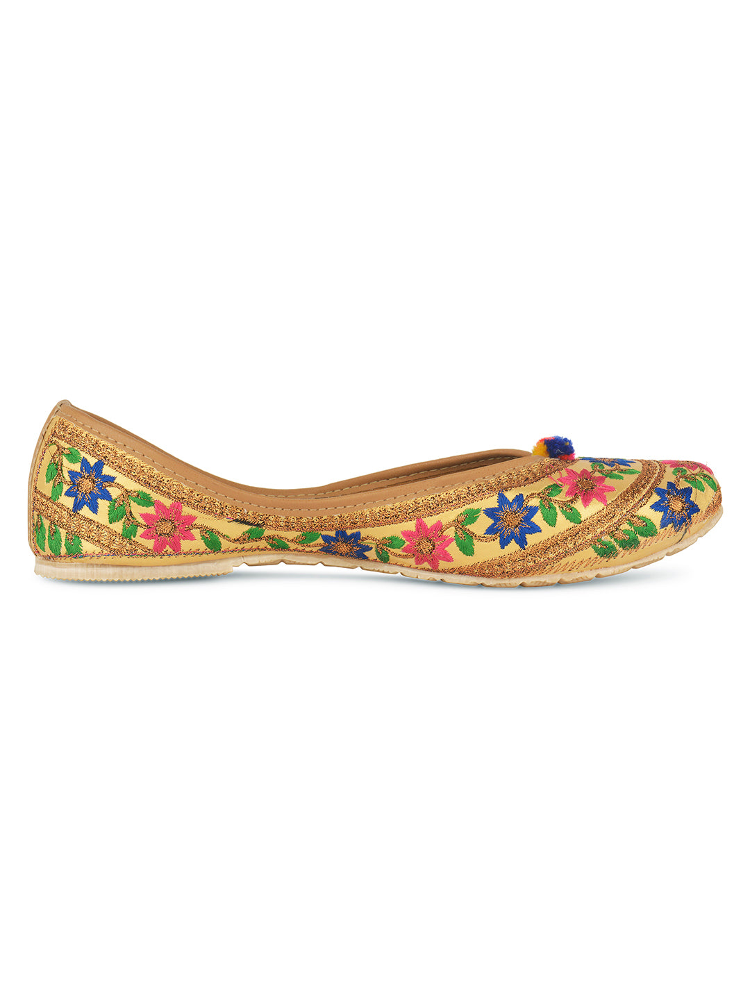 Desi Colour Women Indian Ethnic Footwear-Floral Gold