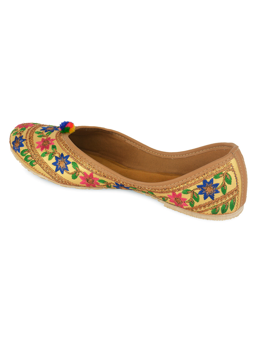 Desi Colour Women Indian Ethnic Footwear-Floral Gold