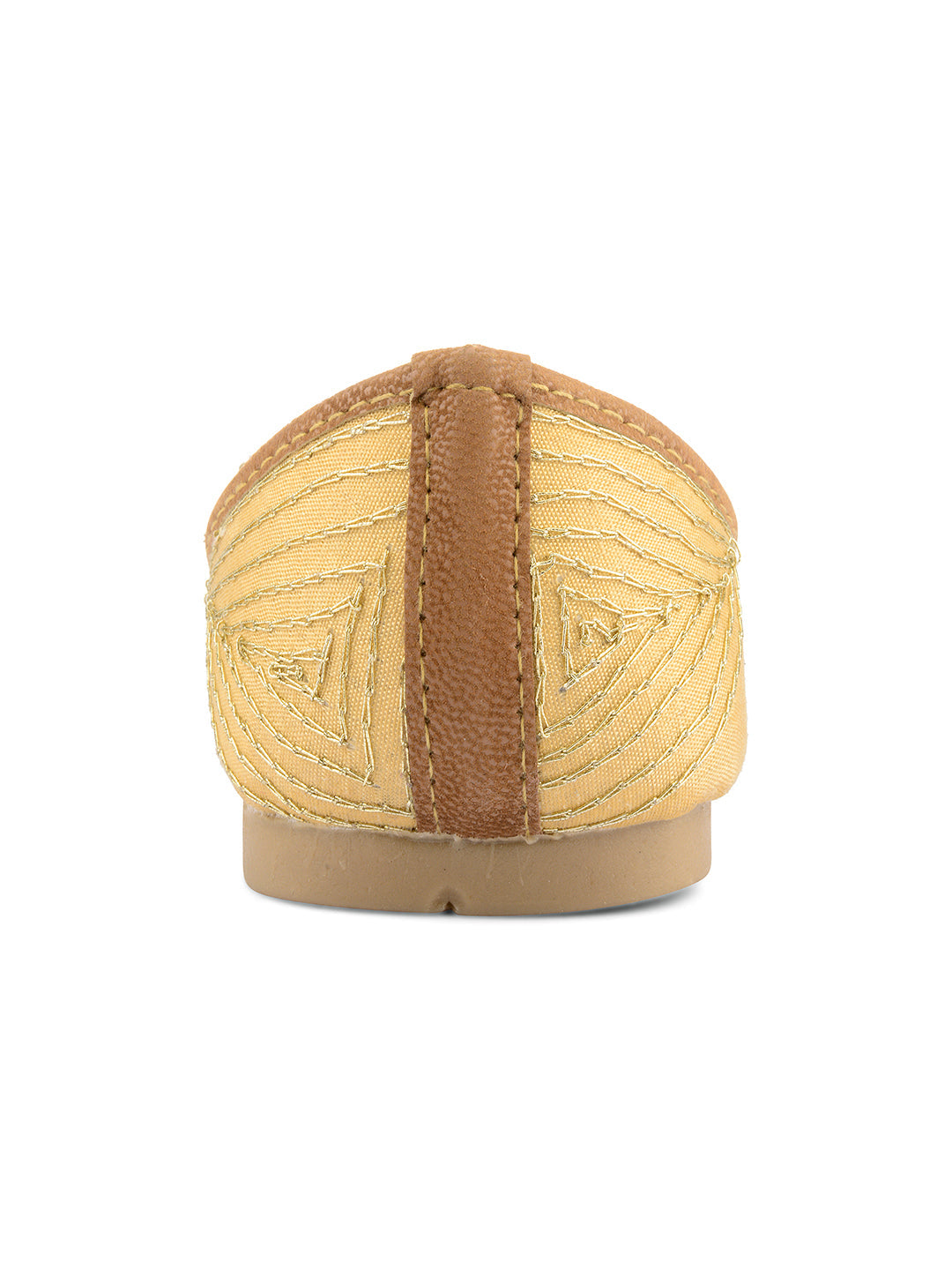 Desi Colour Women Indian Ethnic Footwear-Golden Mirror Emb