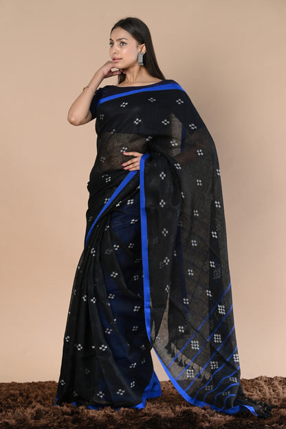 Very Much Indian Pure Linen Saree With Sleek Border and Exclusive Design