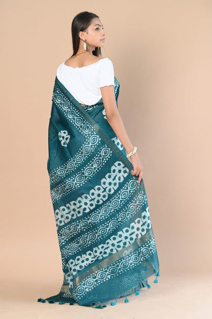 Very Much Indian Authentic Handloom Pure Cotton Saree with Hand Batik Work