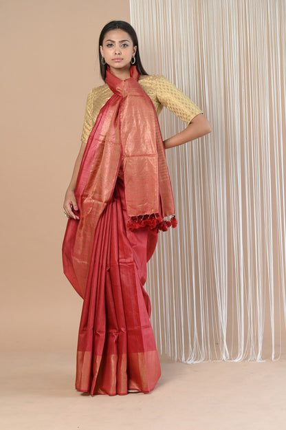 Very Much Indian Exclusive Pure Moonga Tussar Silk Saree With Beautiful Border