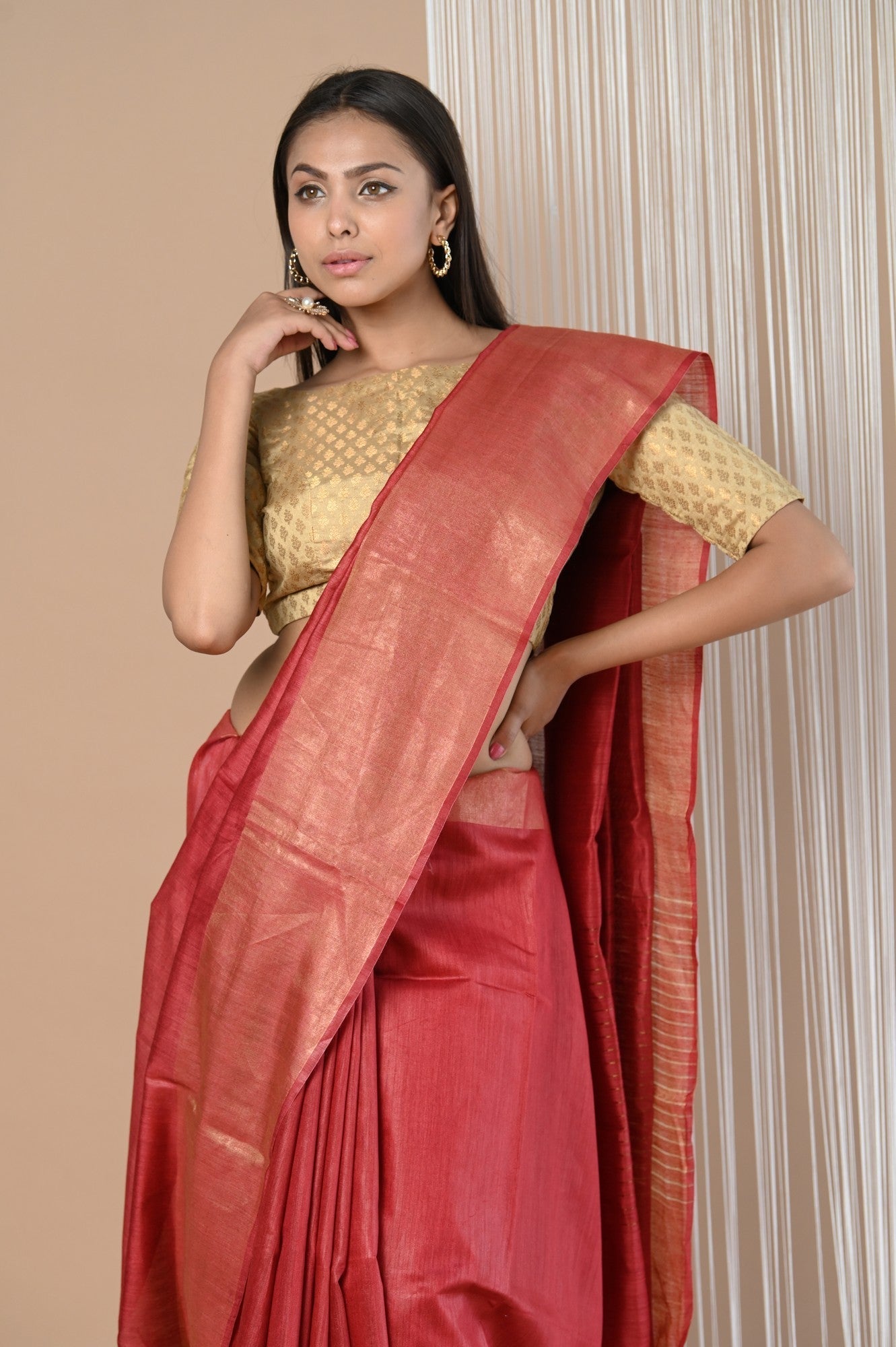 Very Much Indian Exclusive Pure Moonga Tussar Silk Saree With Beautiful Border