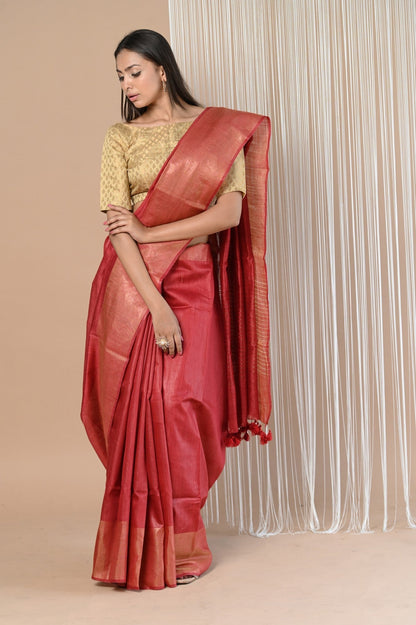 Very Much Indian Exclusive Pure Moonga Tussar Silk Saree With Beautiful Border