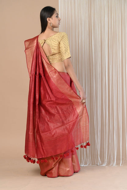 Very Much Indian Exclusive Pure Moonga Tussar Silk Saree With Beautiful Border