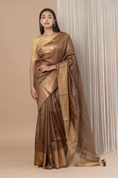 Very Much Indian Exclusive Pure Moonga Tussar Silk Saree With Beautiful Border