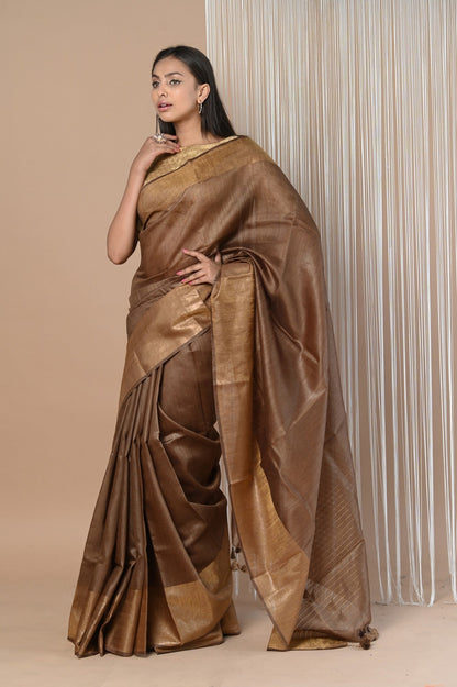 Very Much Indian Exclusive Pure Moonga Tussar Silk Saree With Beautiful Border