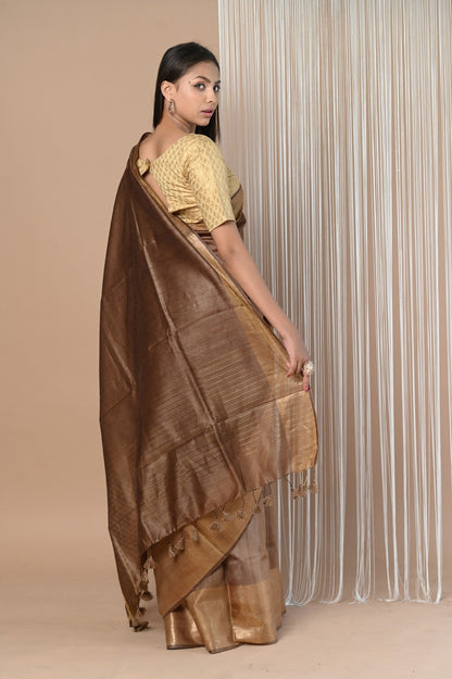 Very Much Indian Exclusive Pure Moonga Tussar Silk Saree With Beautiful Border