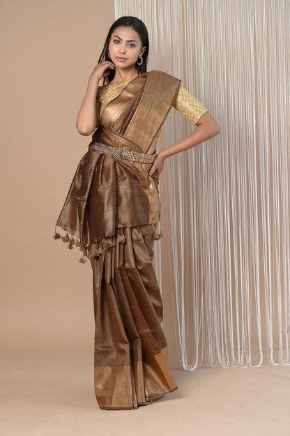 Very Much Indian Exclusive Pure Moonga Tussar Silk Saree With Beautiful Border
