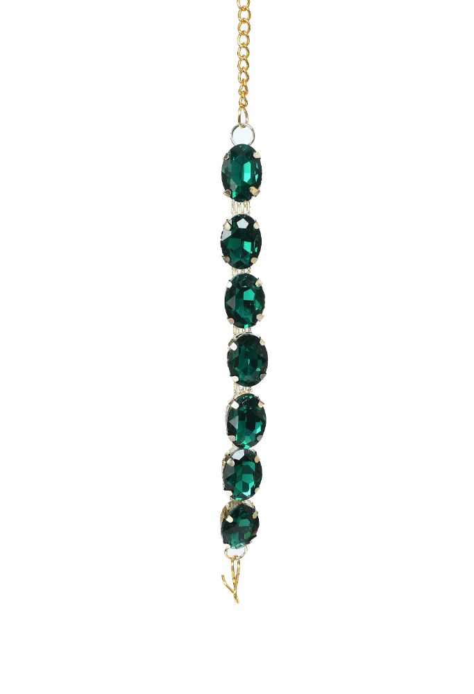 Mominos Fashion Johar Kamal Gold-Polished Finish Stone Choker For Women (Green)