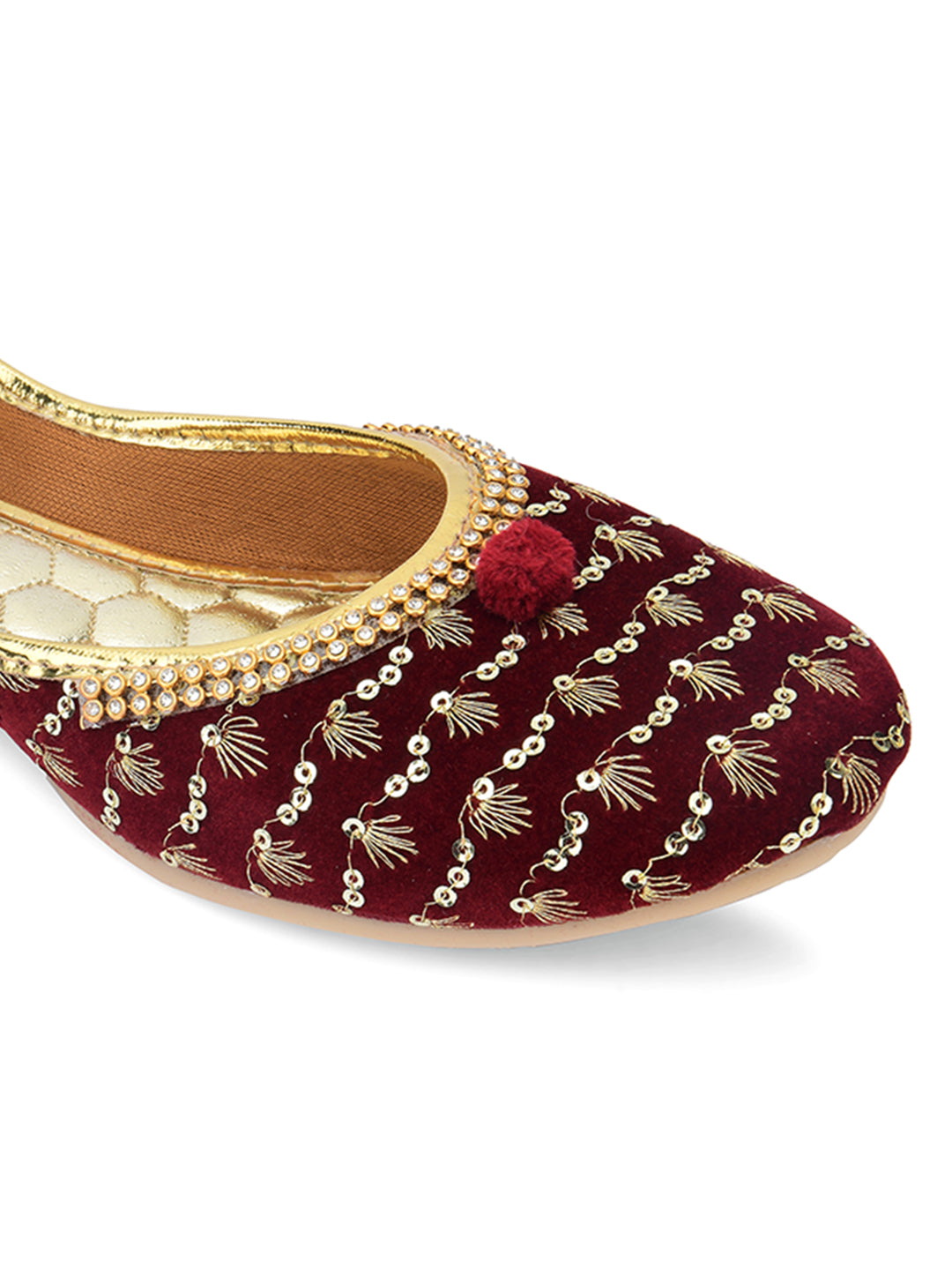 Desi Colour Women Indian Ethnic Footwear-Maroon Star