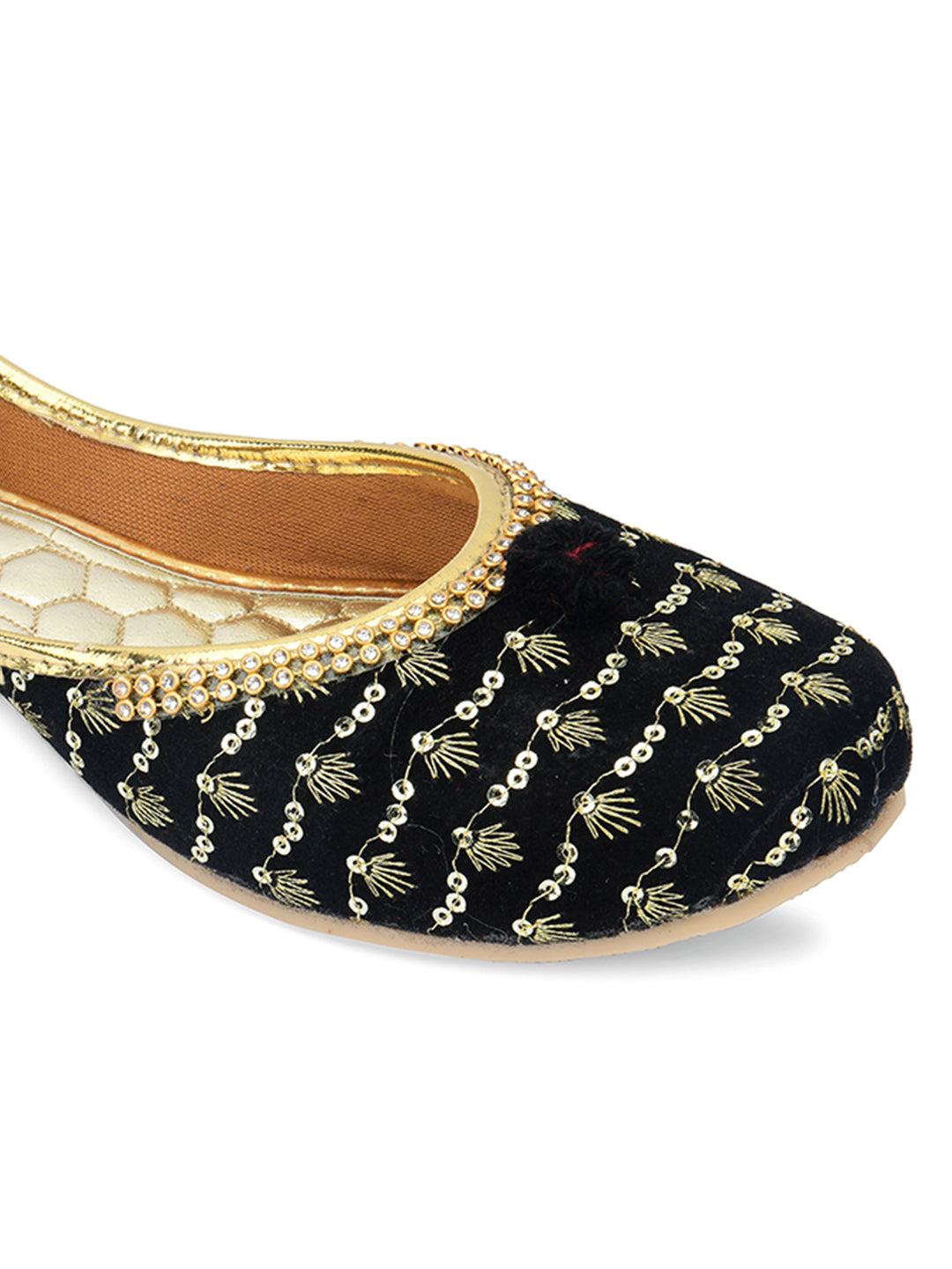 Desi Colour Women Indian Ethnic Footwear-Black Star