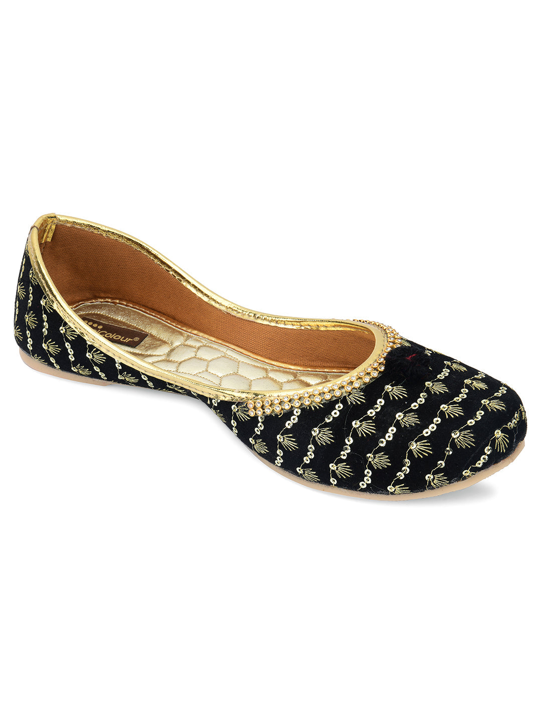 Desi Colour Women Indian Ethnic Footwear-Black Star