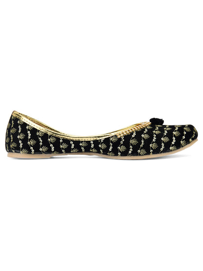 Desi Colour Women Indian Ethnic Footwear-Black Star