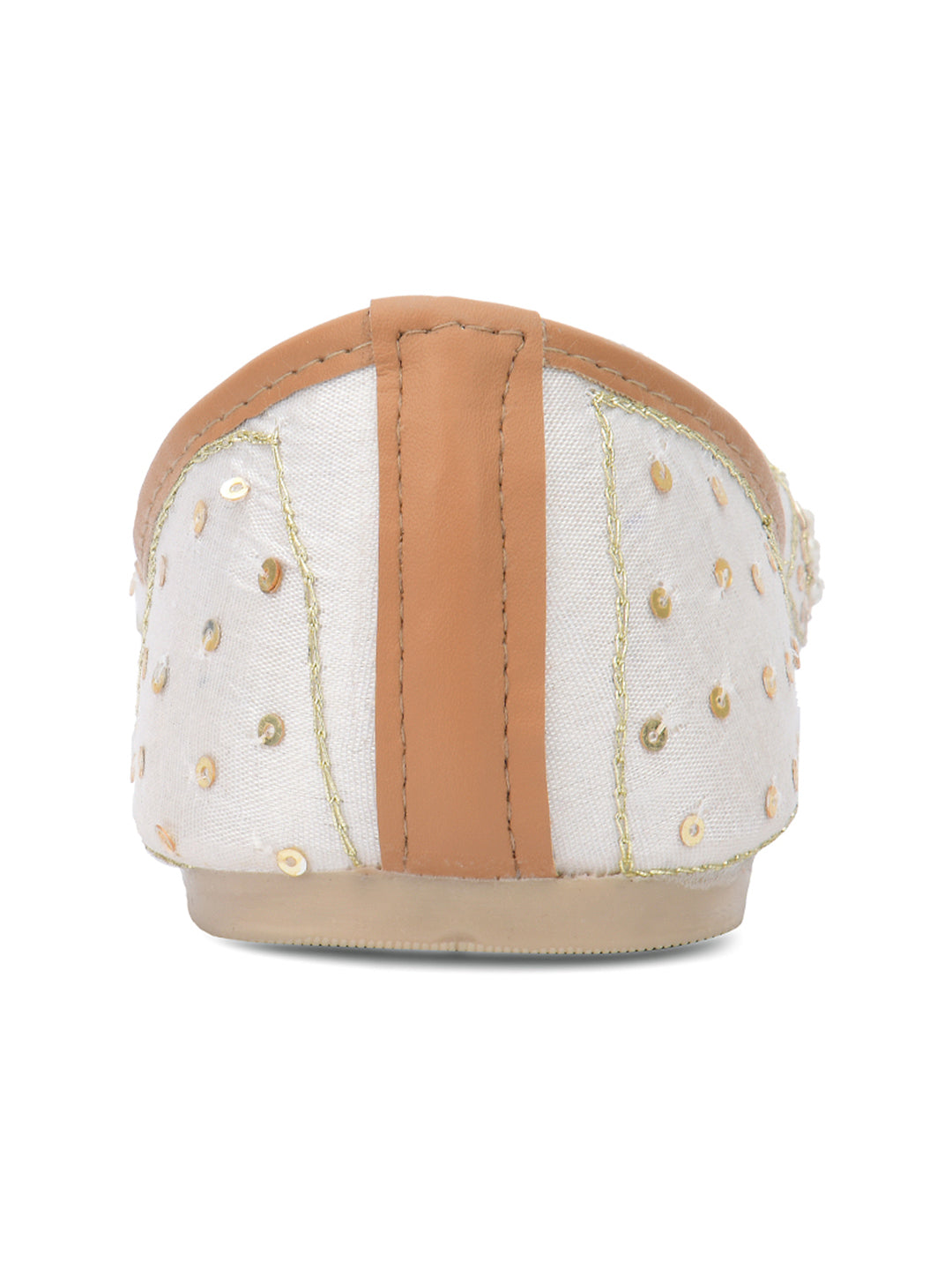 Desi Colour Women Indian Ethnic Footwear-Off white Dabka