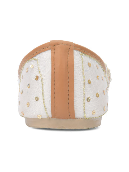 Desi Colour Women Indian Ethnic Footwear-Off white Dabka