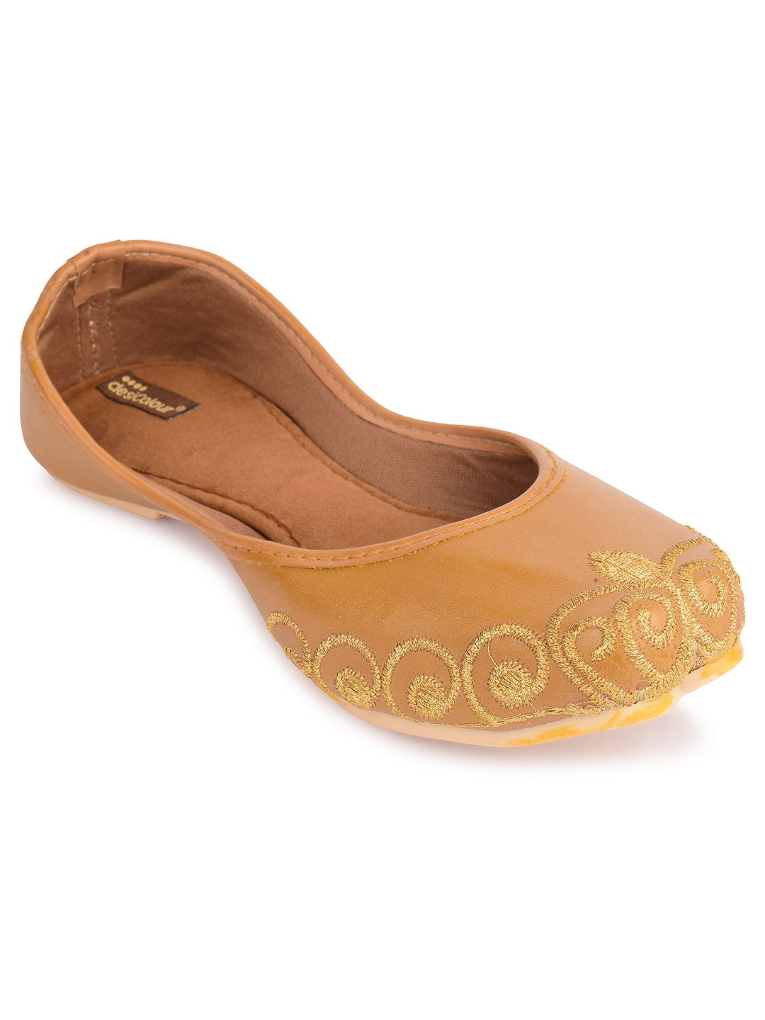 Desi Colour Women Indian Ethnic Footwear-Polish-Tan 1