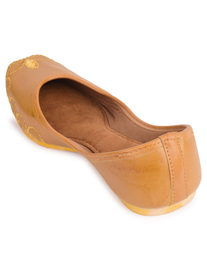 Desi Colour Women Indian Ethnic Footwear-Polish-Tan 1