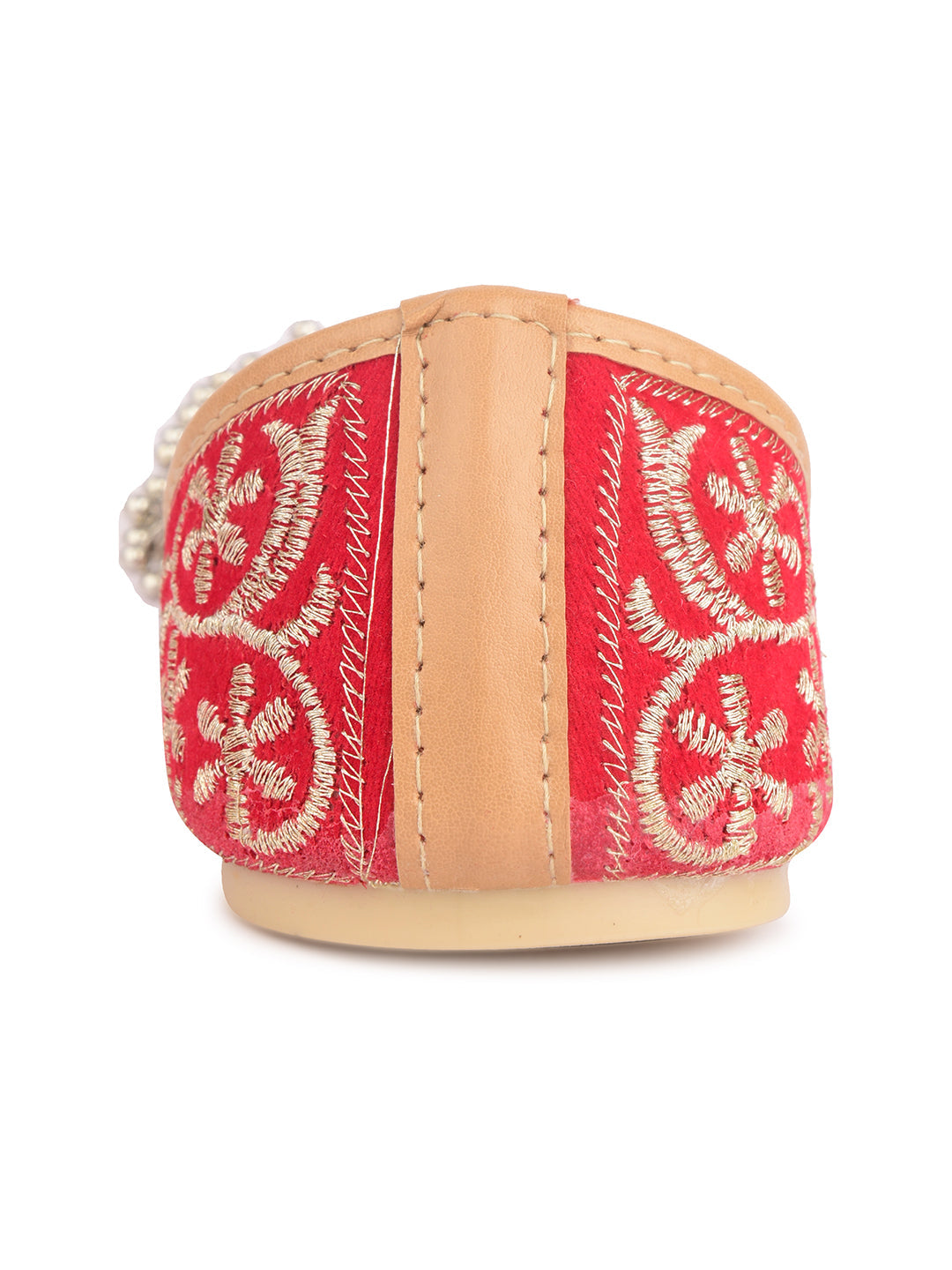 Desi Colour Women Indian Ethnic Footwear-Red Gungroo