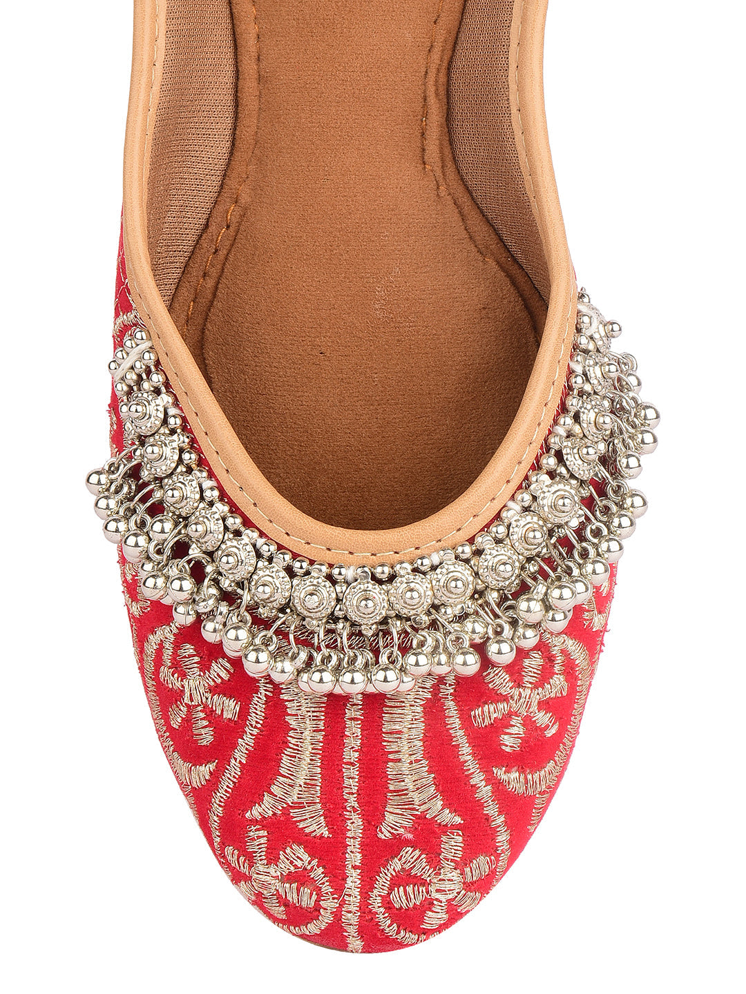 Desi Colour Women Indian Ethnic Footwear-Red Gungroo