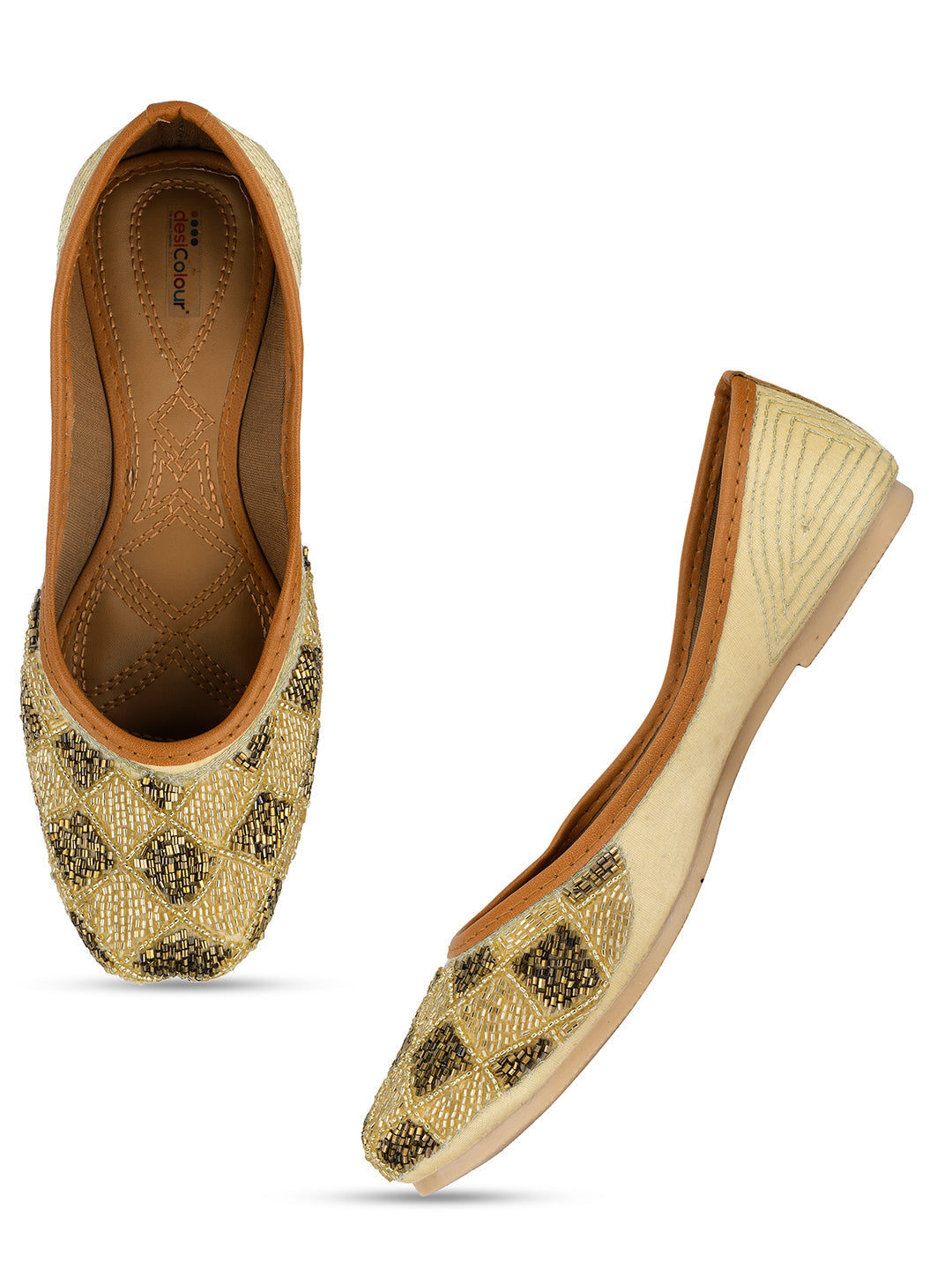 Desi Colour Women Indian Ethnic Footwear-Rhombus-Copper