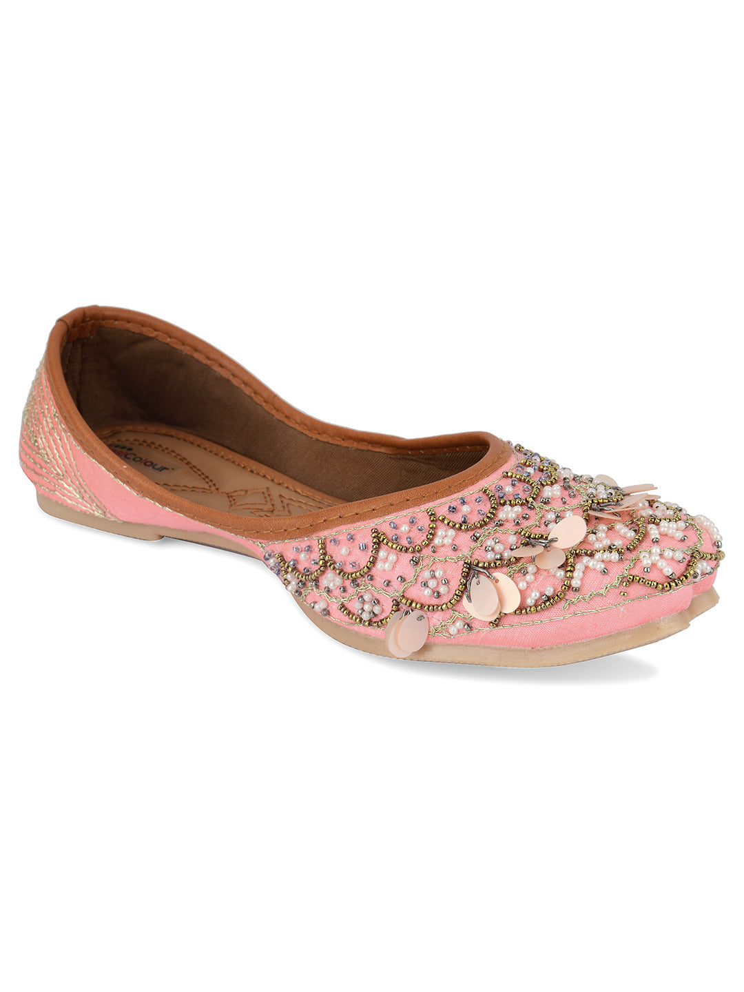 Desi Colour Women Indian Ethnic Footwear-Pink Sitara