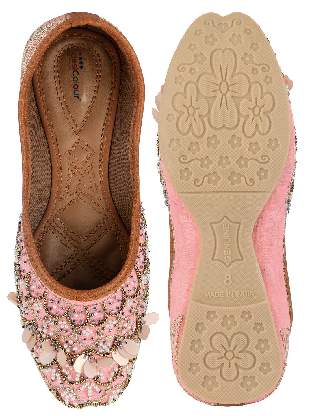 Desi Colour Women Indian Ethnic Footwear-Pink Sitara
