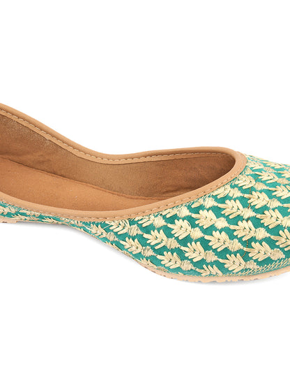 Desi Colour Women Indian Ethnic Footwear-Green Thread