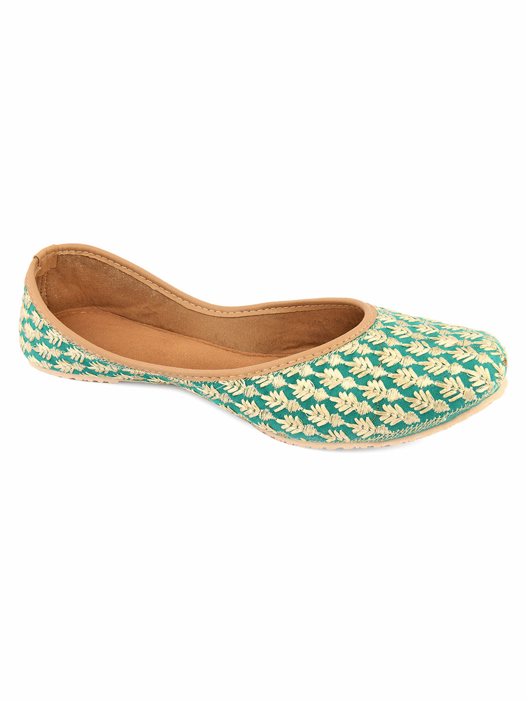 Desi Colour Women Indian Ethnic Footwear-Green Thread