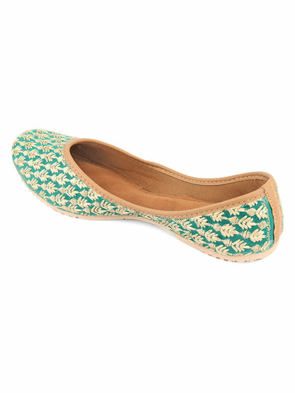 Desi Colour Women Indian Ethnic Footwear-Green Thread
