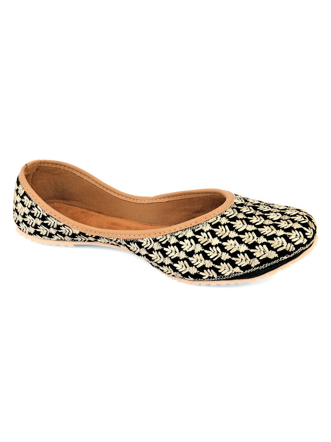 Desi Colour Women Indian Ethnic Footwear-Black Thread