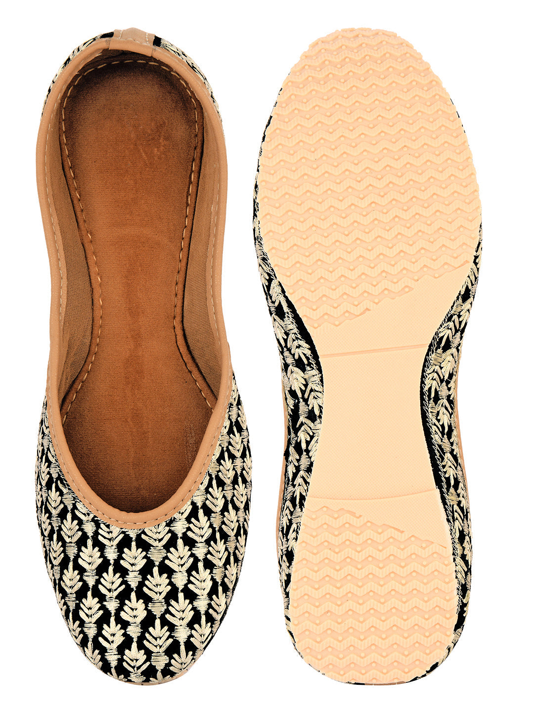 Desi Colour Women Indian Ethnic Footwear-Black Thread