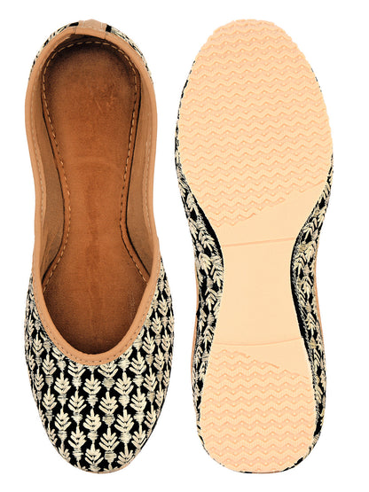 Desi Colour Women Indian Ethnic Footwear-Black Thread