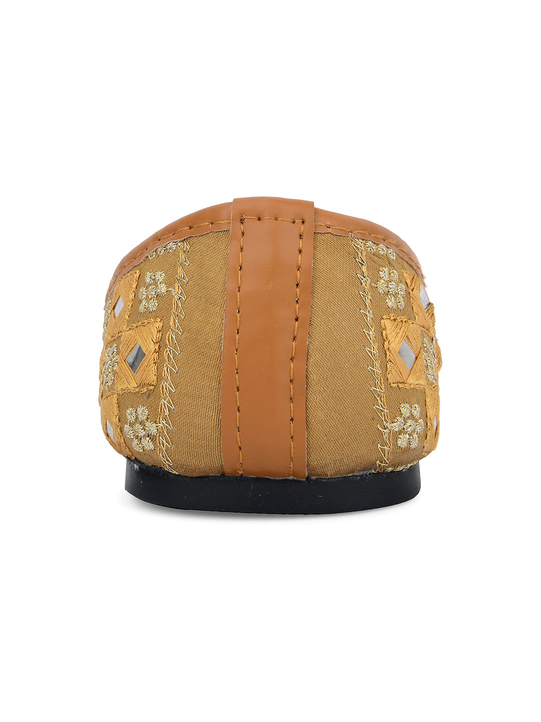 Desi Colour Women Indian Ethnic Footwear-Mini Mirror Emb- Gold