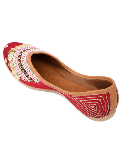 Desi Colour Women Indian Ethnic Footwear-Maroon Coin