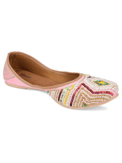 Desi Colour Women Indian Ethnic Footwear-Rhombus Pearl Emb