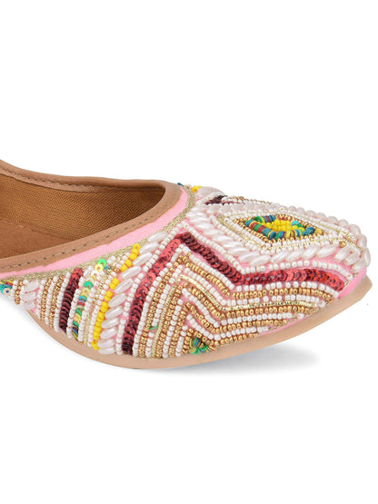 Desi Colour Women Indian Ethnic Footwear-Rhombus Pearl Emb