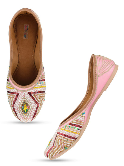 Desi Colour Women Indian Ethnic Footwear-Rhombus Pearl Emb