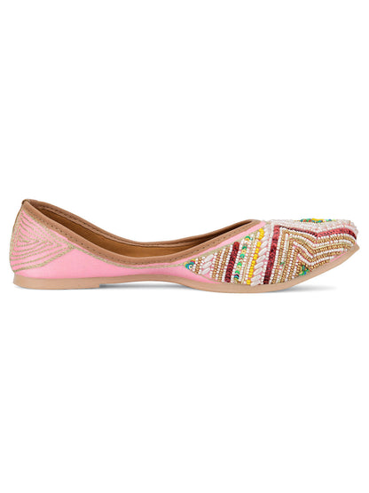 Desi Colour Women Indian Ethnic Footwear-Rhombus Pearl Emb