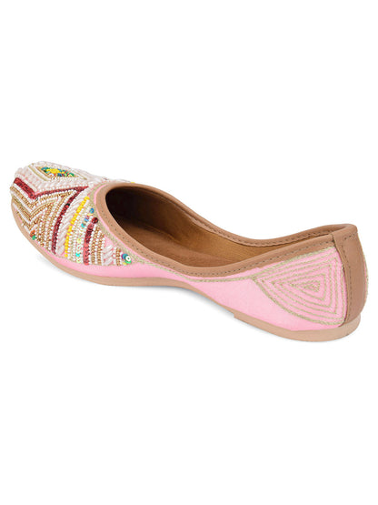 Desi Colour Women Indian Ethnic Footwear-Rhombus Pearl Emb