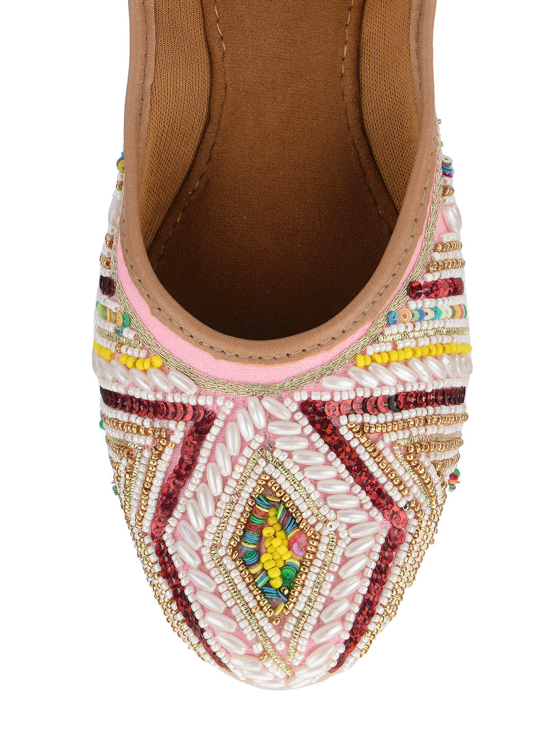 Desi Colour Women Indian Ethnic Footwear-Rhombus Pearl Emb