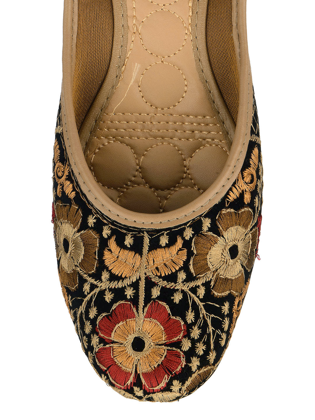 Desi Colour Women Indian Ethnic Footwear-Black Thread Work 1