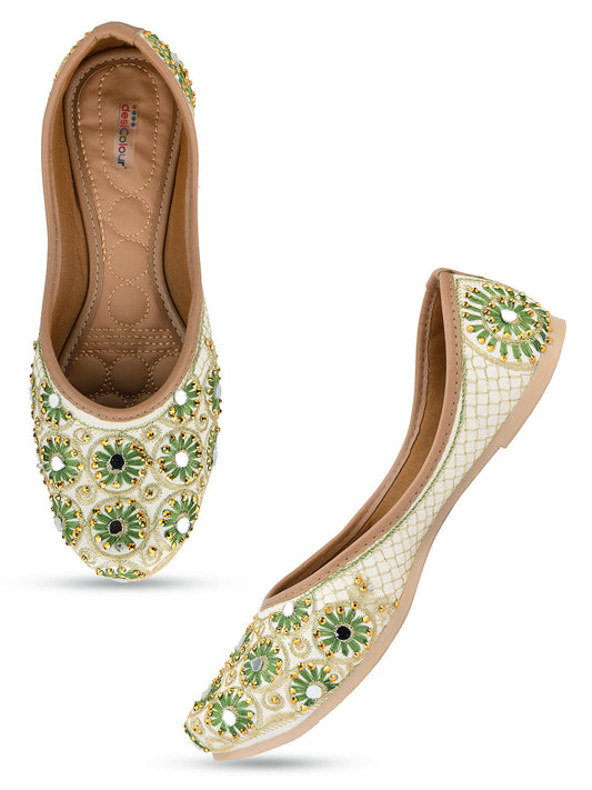 Desi Colour Women Indian Ethnic Footwear-Mini Dabka-Mirror Jarkan 4