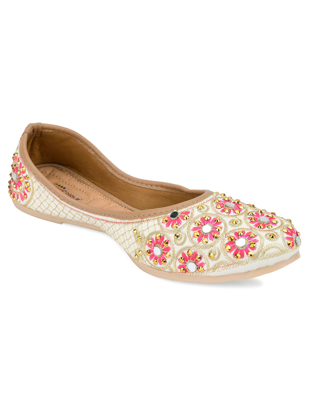 Desi Colour Women Indian Ethnic Footwear-Mini Dabka-Mirror Jarkan 5