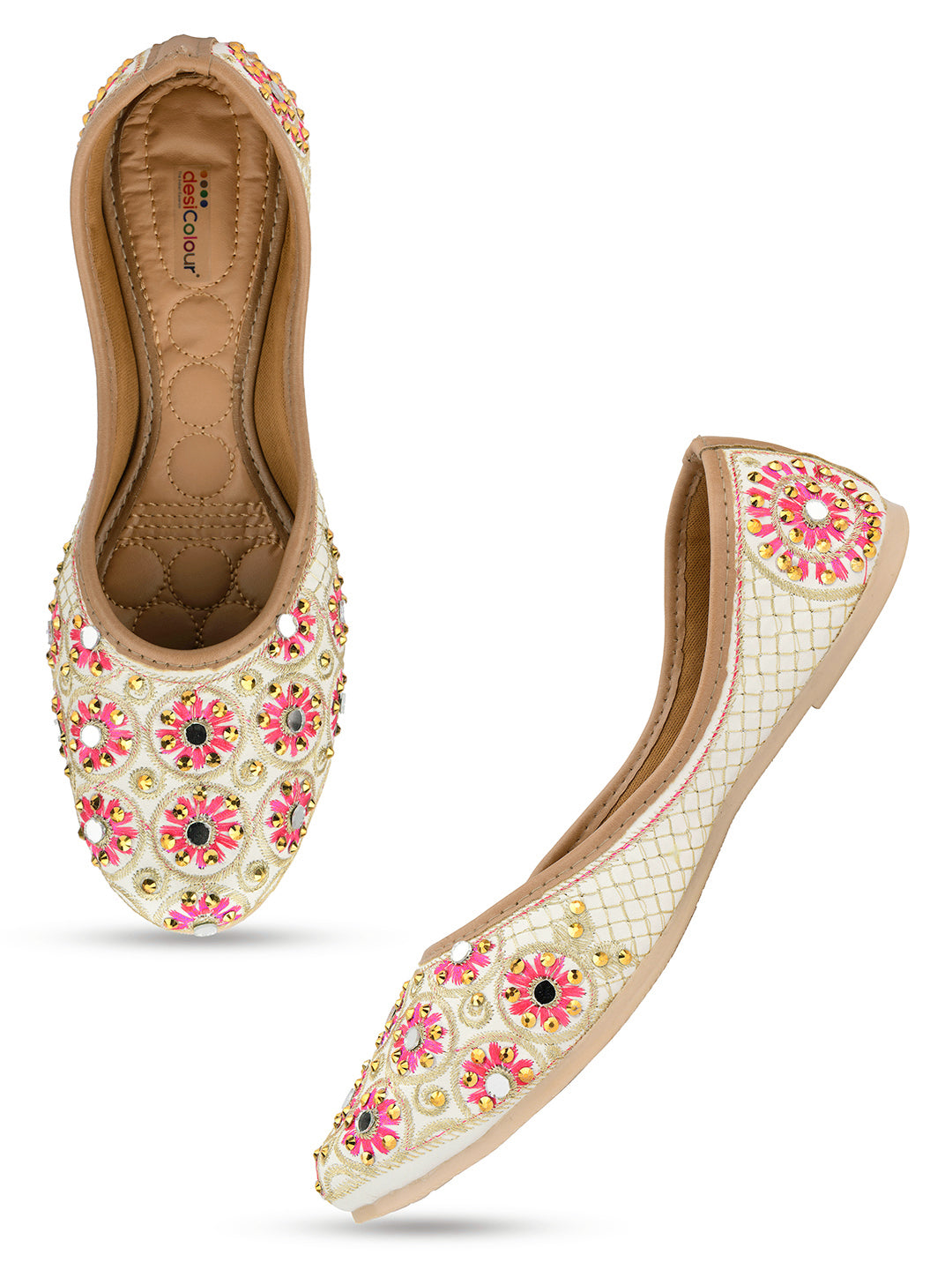 Desi Colour Women Indian Ethnic Footwear-Mini Dabka-Mirror Jarkan 5