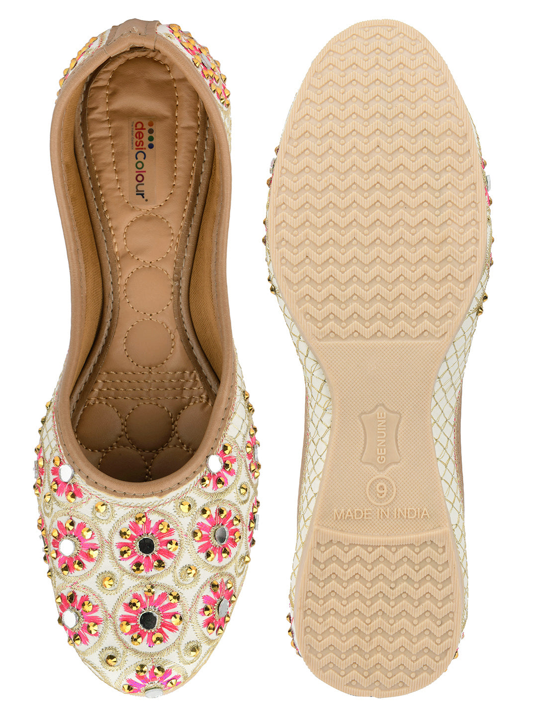 Desi Colour Women Indian Ethnic Footwear-Mini Dabka-Mirror Jarkan 5