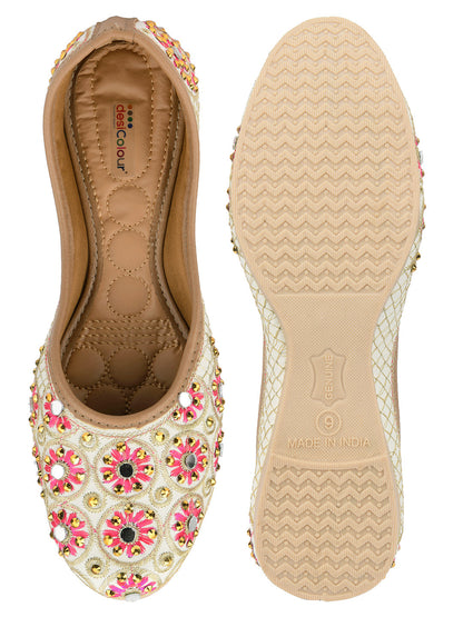 Desi Colour Women Indian Ethnic Footwear-Mini Dabka-Mirror Jarkan 5