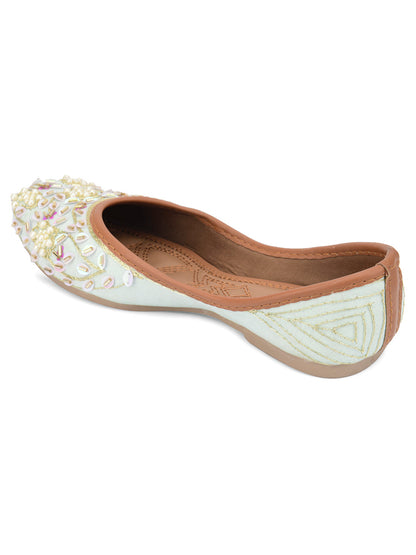 Desi Colour Women Indian Ethnic Footwear-Sky Blue Pearl