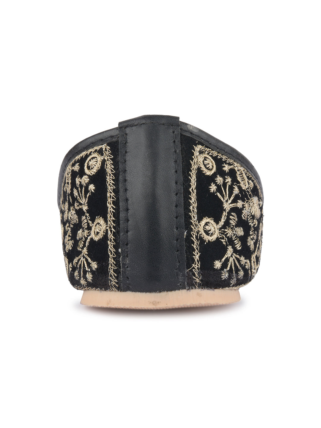 Desi Colour Women Indian Ethnic Footwear-Cushioned Black Heavy Emb